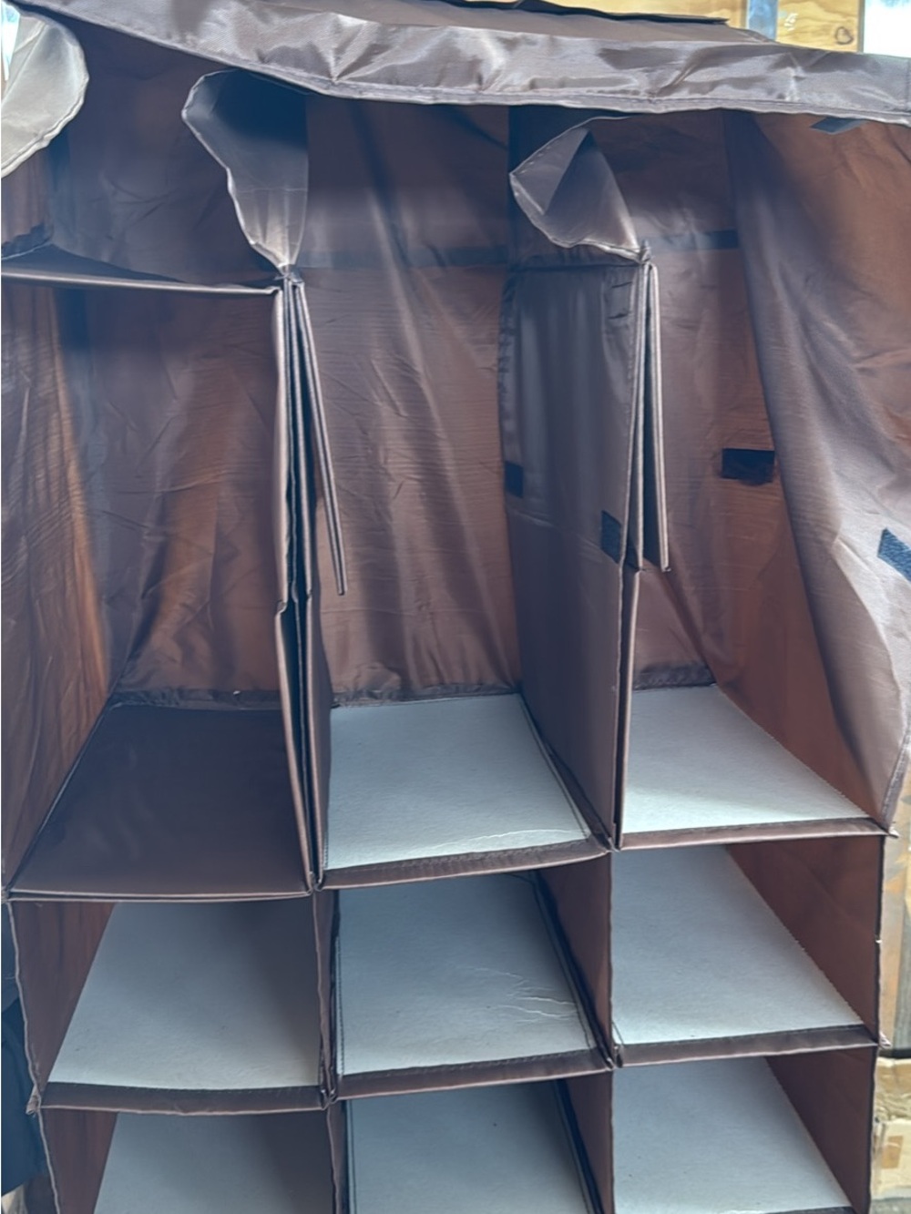 Source Unknown Brown Hanging Fabric Closet Organizer with Multiple Cubes